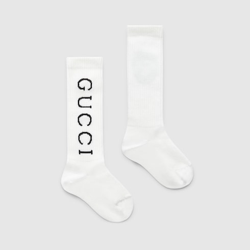 Children's cotton blend rib socks - white