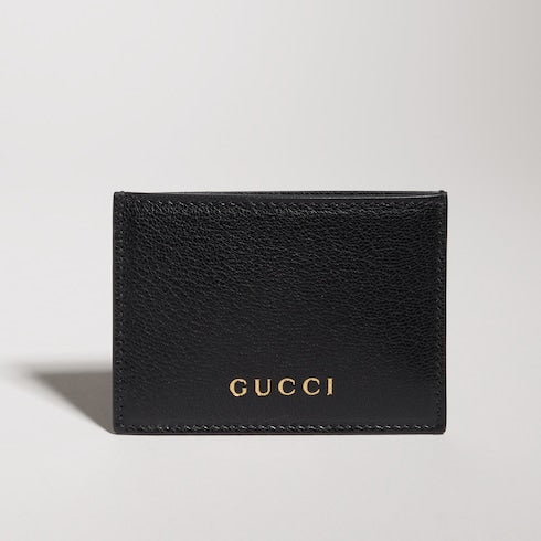 Card case with Gucci lettering - black leather