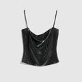 Jersey top with iridescent effect - black