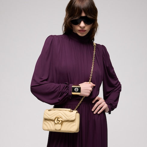 GG Marmont small shoulder bag - light yellow leather