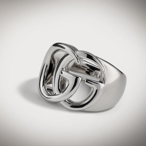 GG Marmont cut-out band ring - palladium-toned brass