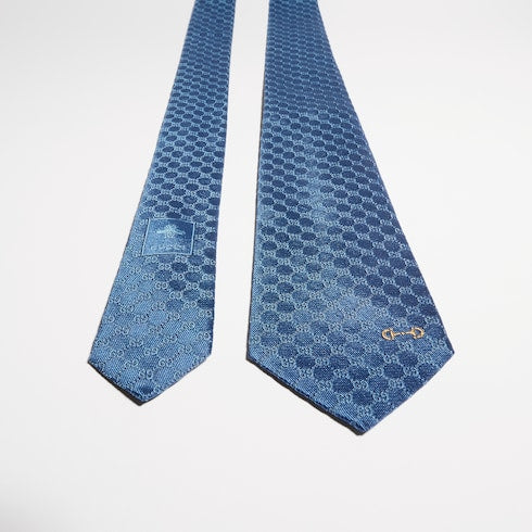 GG silk jacquard tie - light blue