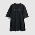 Cotton jersey T-shirt with print - black