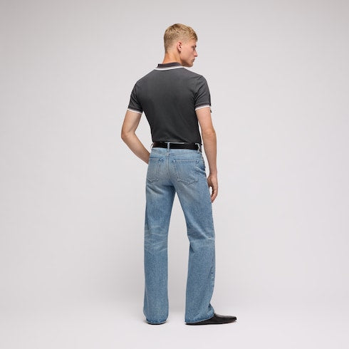 Cotton piquet polo shirt with embroidery - dark grey