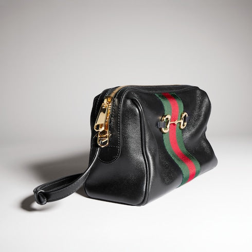 Gucci Horsebit Web small camera bag - black leather