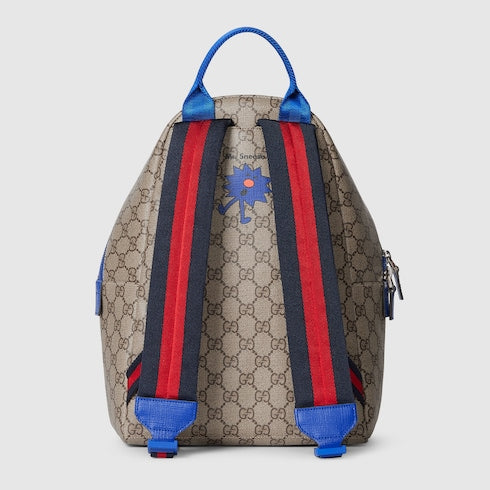 Children's GG backpack with prints - beige and brown GG Supreme