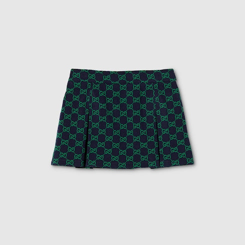 Children's GG cotton mini skirt - navy and green