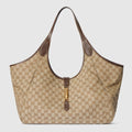 Mercato large tote bag - sand and brown GG canvas