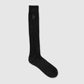 Knit cotton socks with embroidery - black