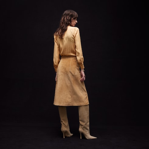 Interlocking G chain silk jacquard shirt - beige