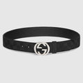 Belt with Interlocking G buckle - black GG canvas