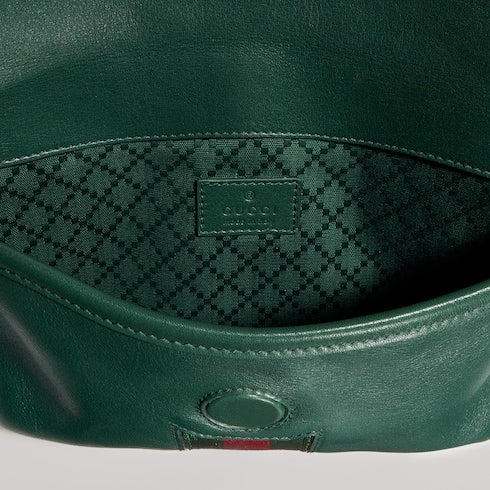 Web Trademark small belt bag - dark green leather