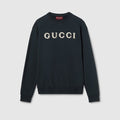 Cotton jersey sweatshirt with embroidery - dark blue