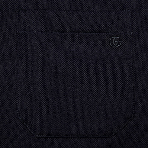 Cotton piquet polo with Web collar - navy