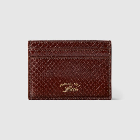 Lira python card case - dark brown