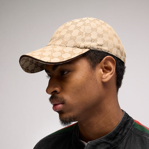GG cotton canvas baseball hat - beige and dark brown