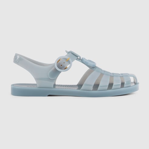 Women's sandal with Double G - light blue rubber