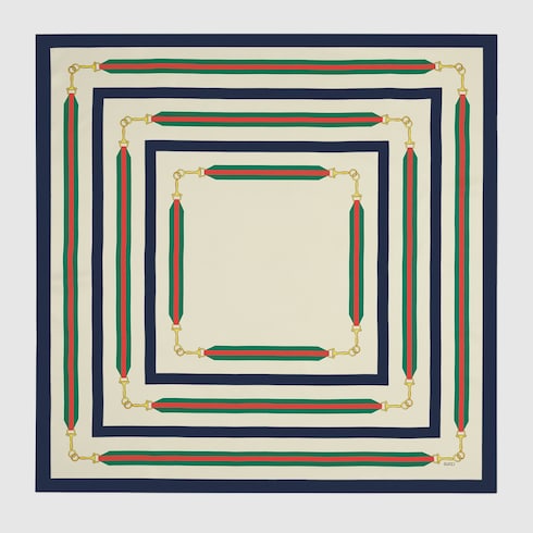 Printed silk twill carré - ivory