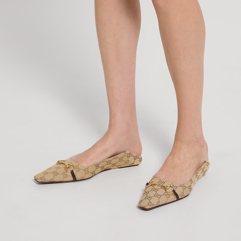 Women's Vittoria ballerina - sand and brown GG canvas