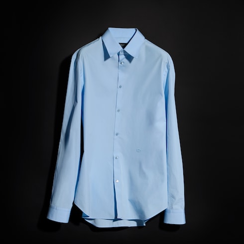 Piece dyed cotton poplin shirt - light blue