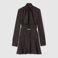 Horsebit silk jacquard dress - dark brown