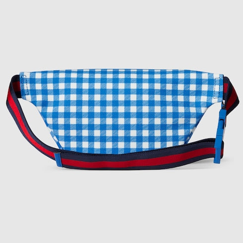 Children's belt bag with print - blue and white cotton