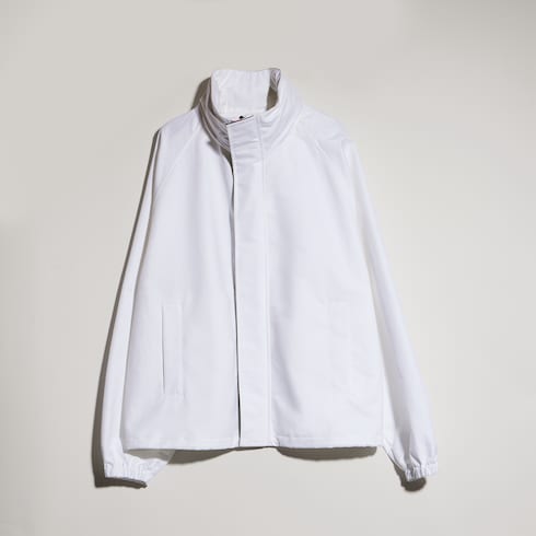 Compact cotton canvas zip jacket - white