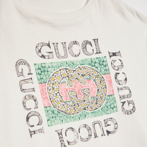 Children's cotton T-shirt with print - white