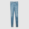 Cotton stretch denim pants - light blue