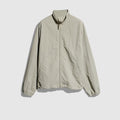 Froissé nylon faille zip jacket with embroidery - beige