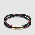 Leather double bracelet with Gucci script - black leather