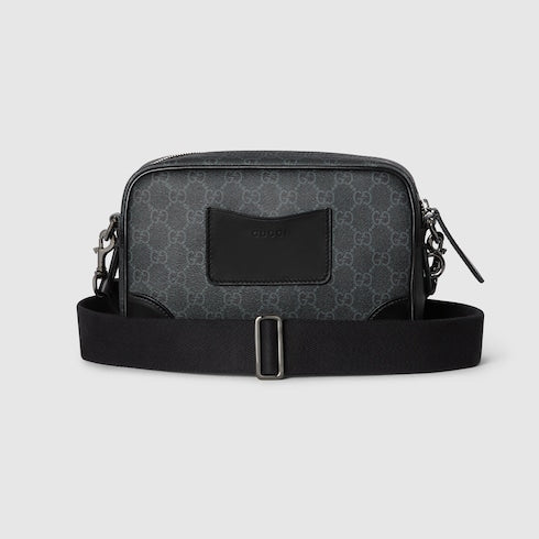 GG Emblem small crossbody bag - black fabric